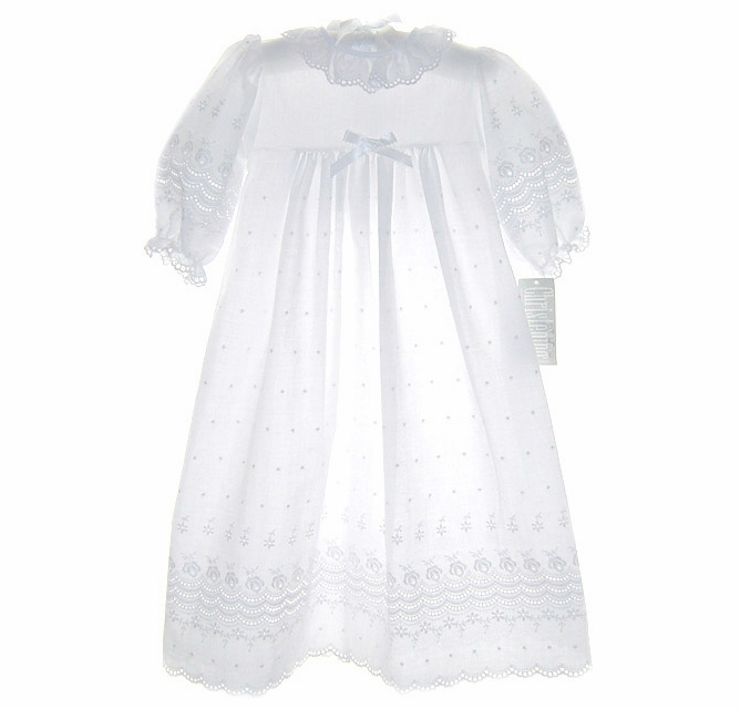 NEW Alexis White Eyelet Christening Gown with Ruffled Collar