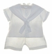 <img src="https://p11.secure.hostingprod.com/@grammies-attic.com/ssl/images/blue-sold-1.gif"> NEW Amacello White Linen Sailor Suit with Matching Hat