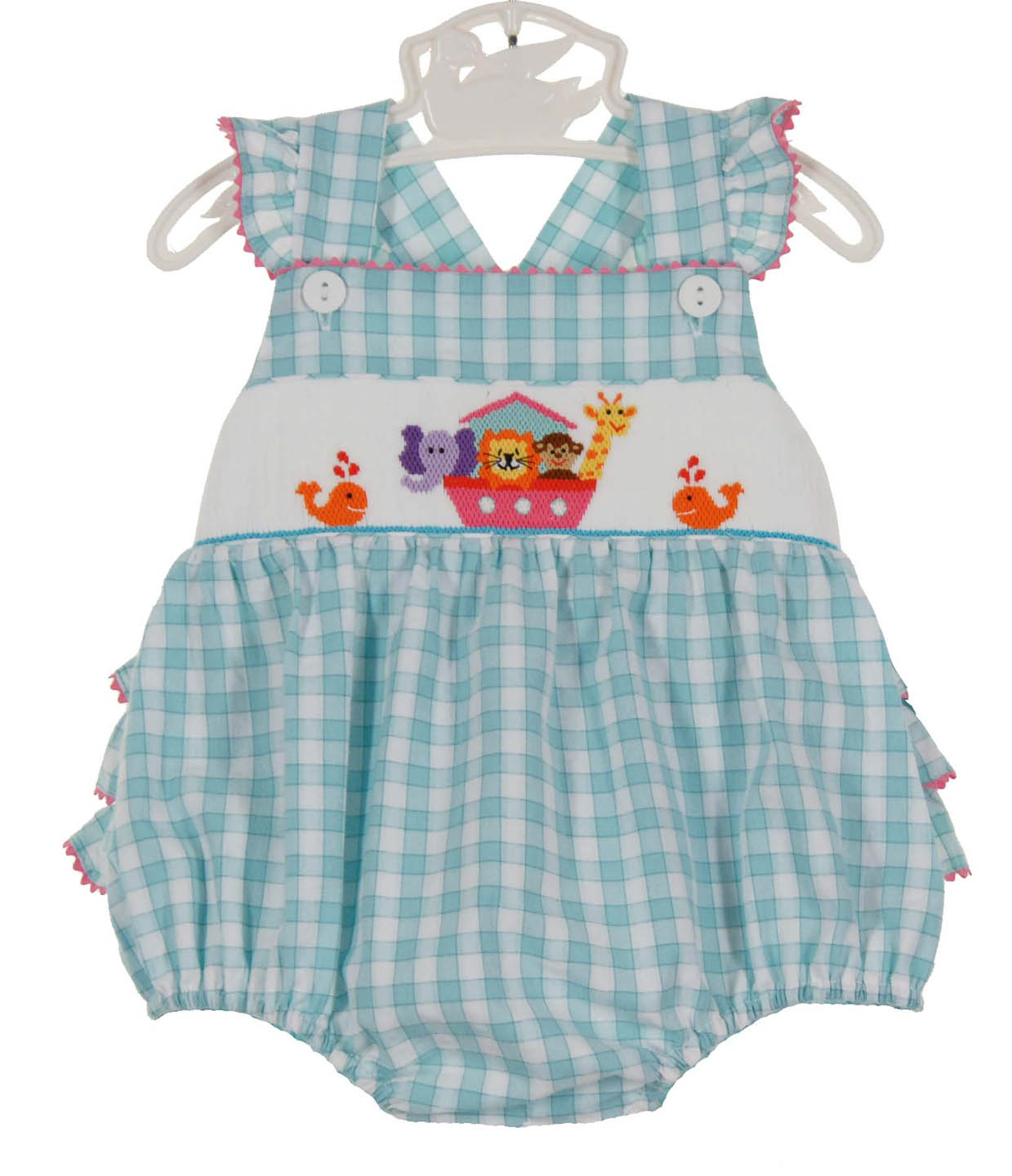 Anavini Girls Navy Blue Striped Smocked Sailboats Sun Dress with Pockets - Bow on Back main image 1