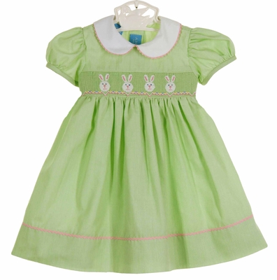 Anavini Couture Baby / Toddler Girls Smocked Bishop Dress - Forest Friends Animals Print main image 0