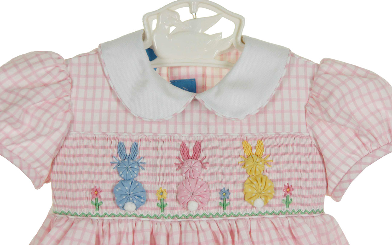 Anavini Baby / Toddler Girls Red Check Smocked Candy Canes Bishop Dress main image 0