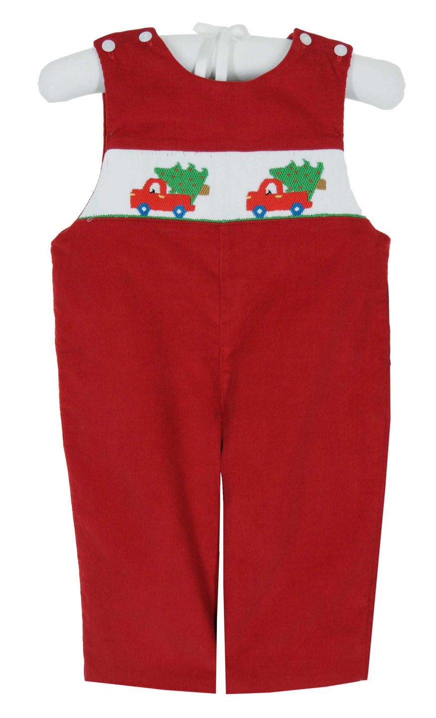 Petit Bebe Baby Boys Winter White Corduroy Longall - Smocked in Blue
