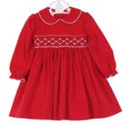 NEW Petit Bebe by Anavini Red Cotton Corduroy Smocked Dress
