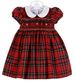 Anavini Girls Red Holiday Plaid Silk Dress with White Collar main image 1