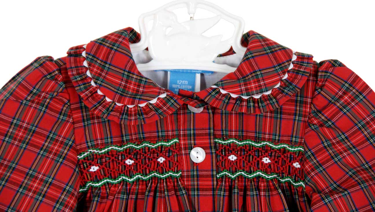 Holiday Plaid Baby Smocked Party Dress main image 1