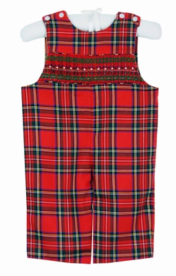 Sal & Pimenta Baby / Toddler Boys Shortall - Red Holiday Tartan Plaid