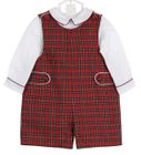 NEW Anavini Red Plaid Smocked Shortall with White Shirt