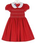 NEW Anavini Red Smocked Dress with White Collar