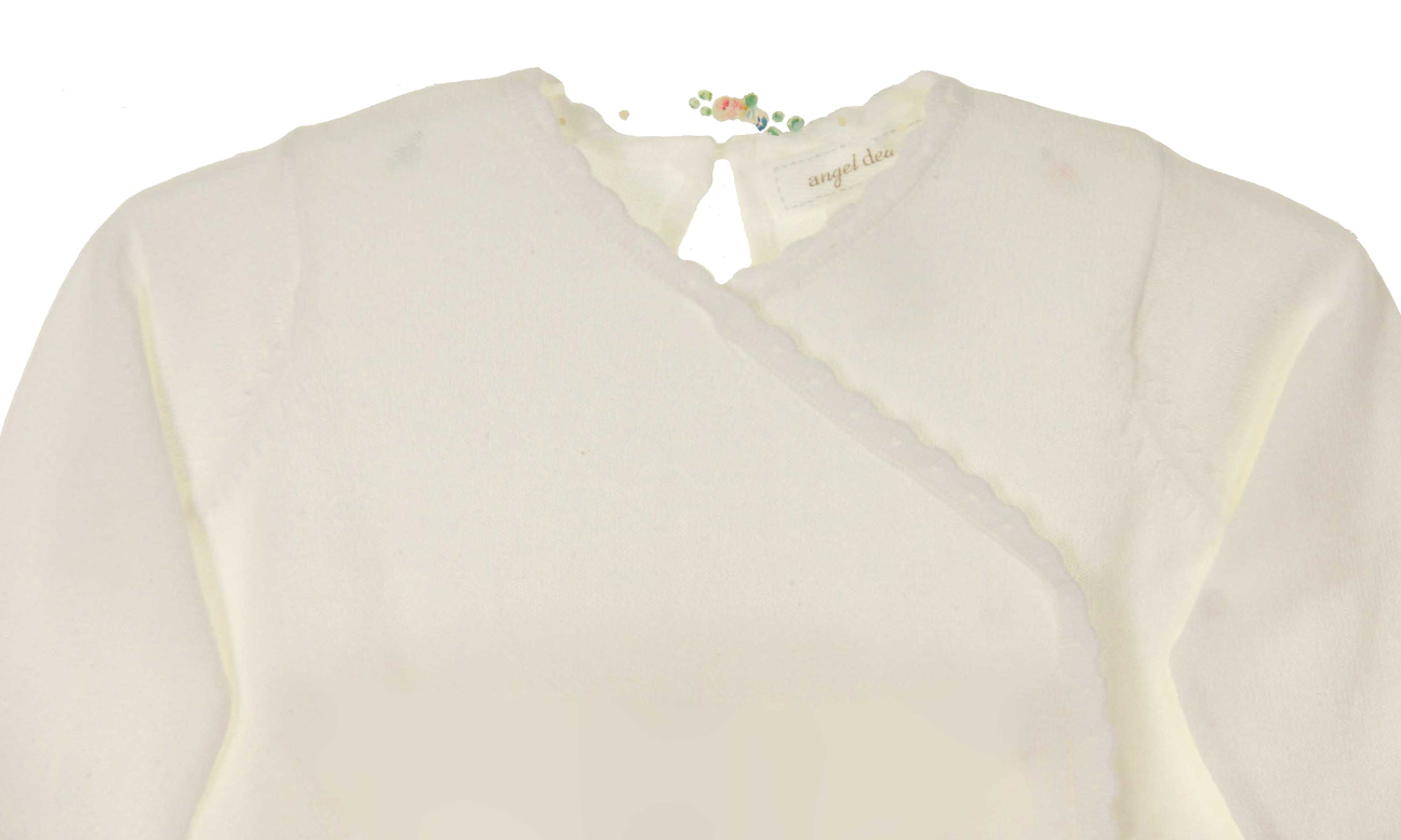 Angel Dear ivory soft cotton knit sweater and footed pants set,ivory