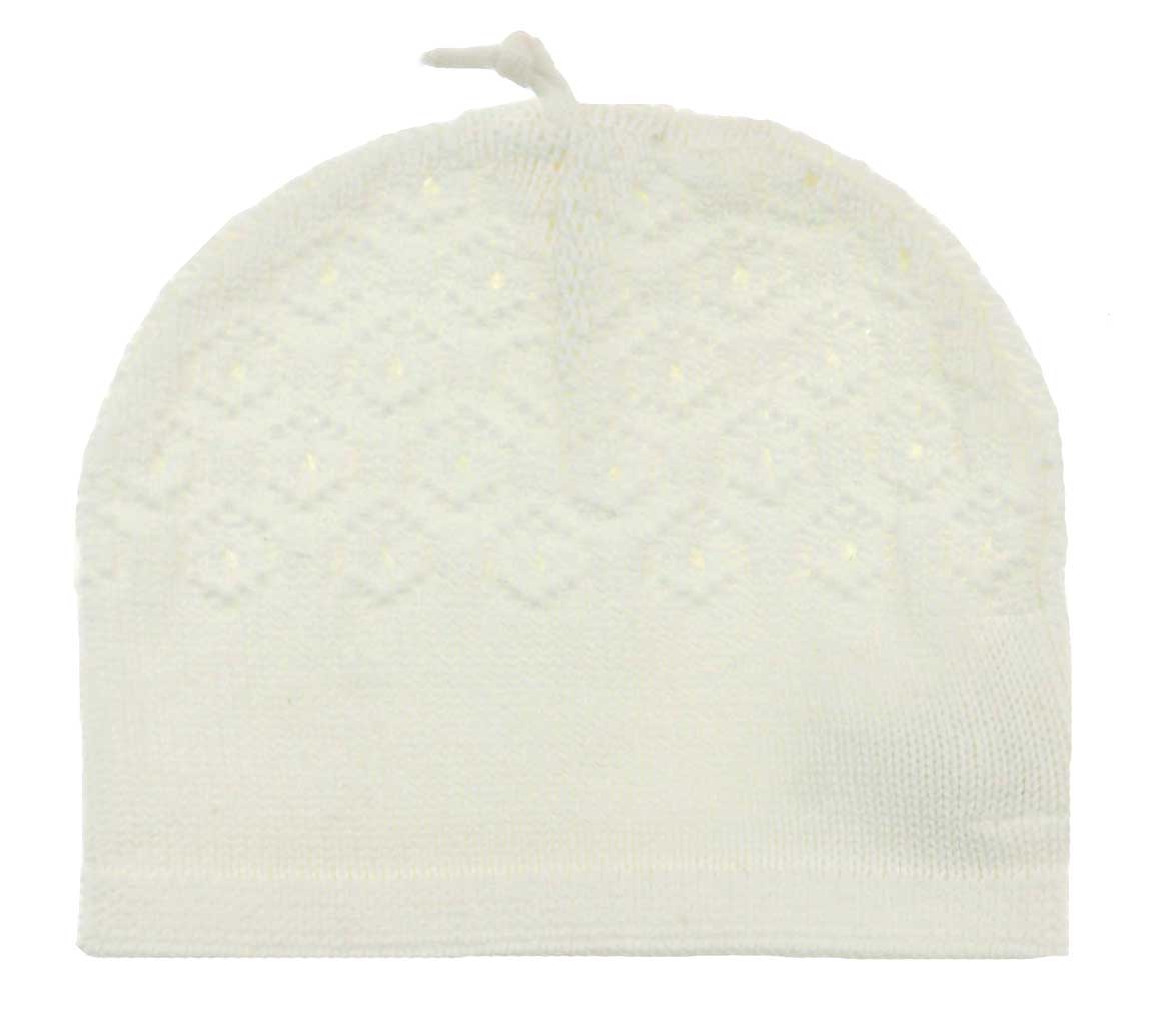 Angel Dear ivory cotton pointelle knit hat,ivory knit baby hat,ivory