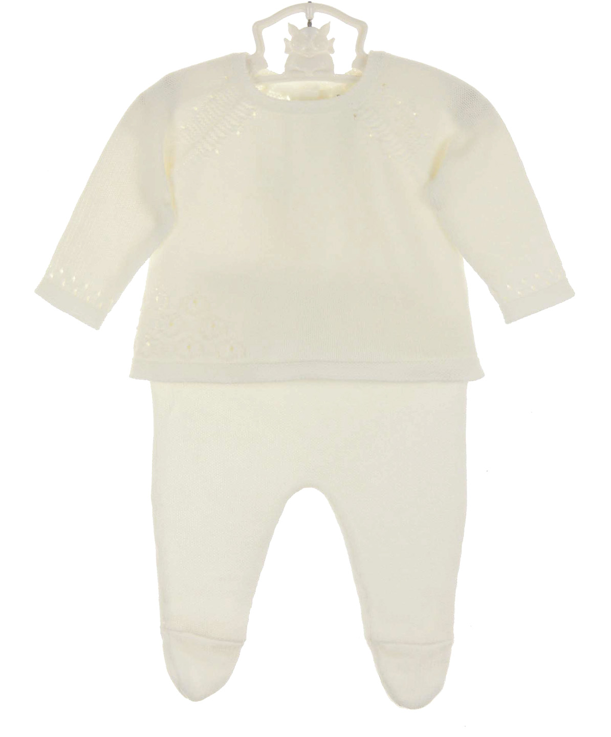 Angel Dear ivory baby sweater and leggings set,ivory newborn sweater