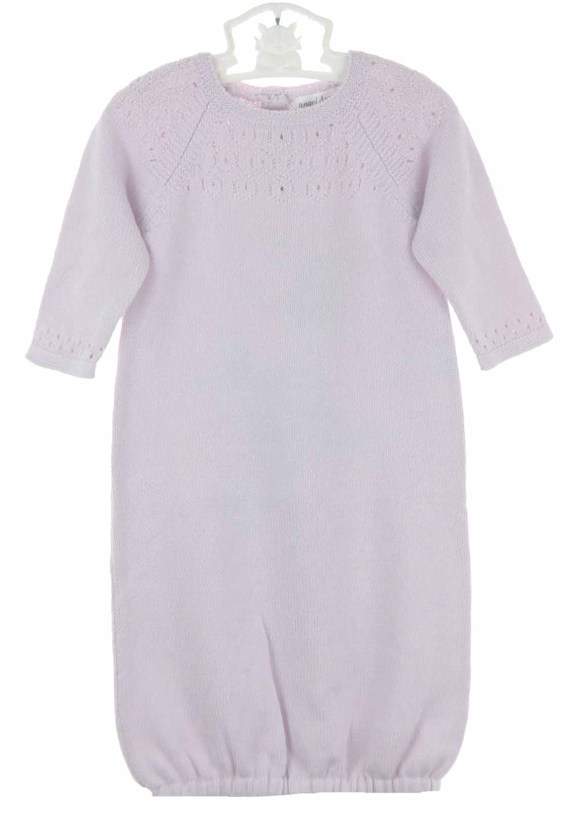 Angel Dear lavender cotton knit baby gown,lavender cotton knit newborn