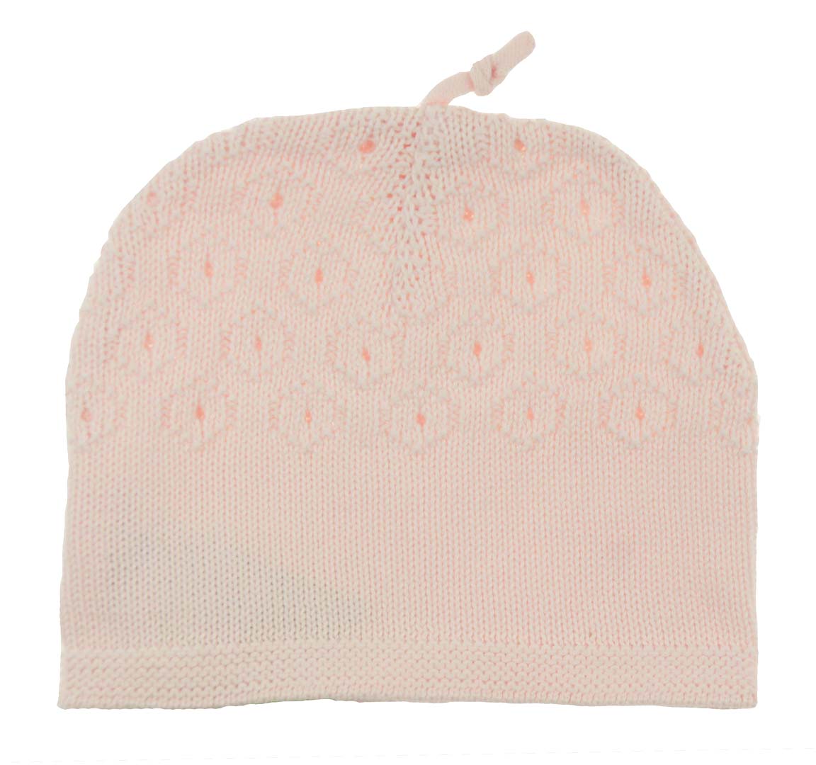 Angel Dear pink cotton pointelle knit hat,pink knit baby hat,pink hat