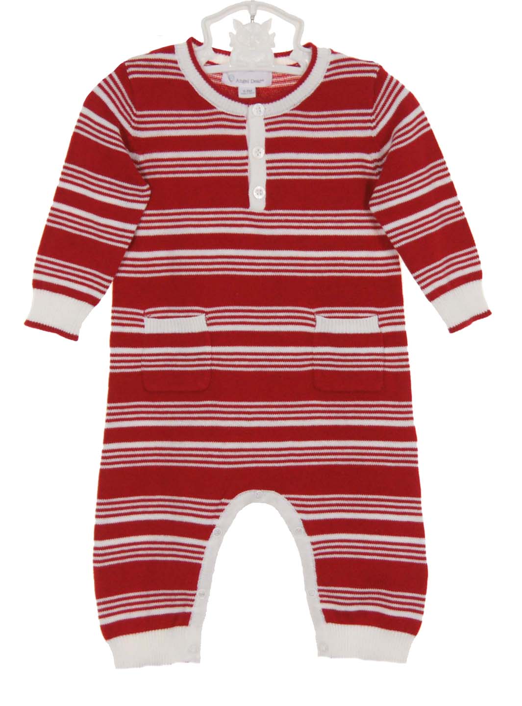 Sailboat Applique on Blue Stripe Sleeveless Romper by Angel Dear main image 0