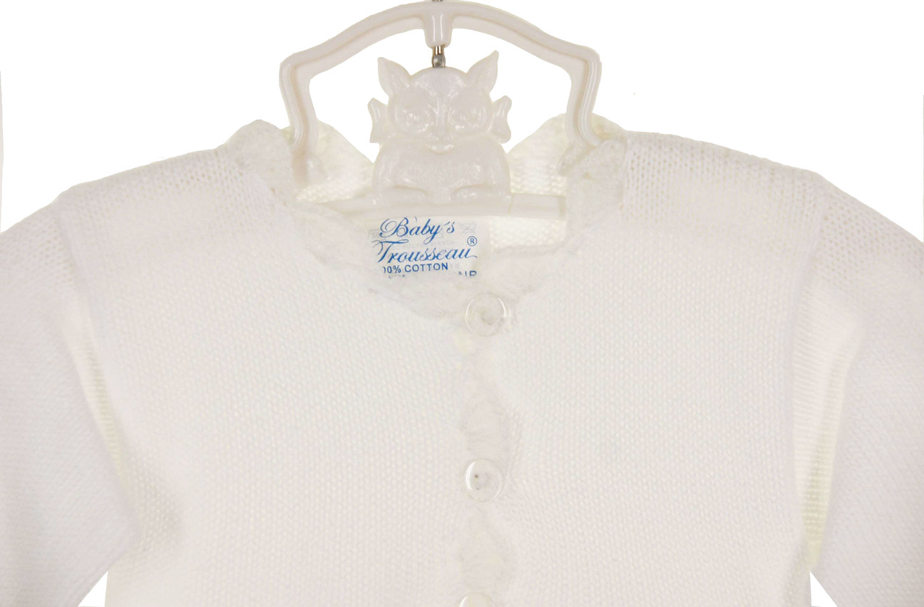 Baby's Trousseau white cotton knit gown with matching hat,baby boys