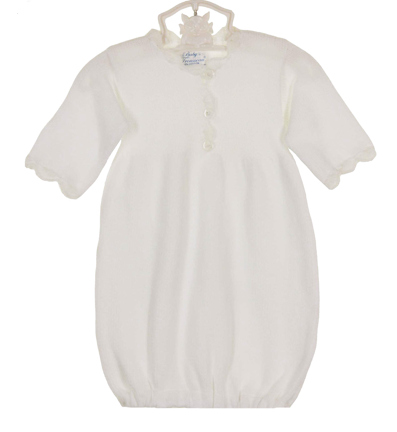 Baby's Trousseau white cotton knit gown with matching hat,baby boys