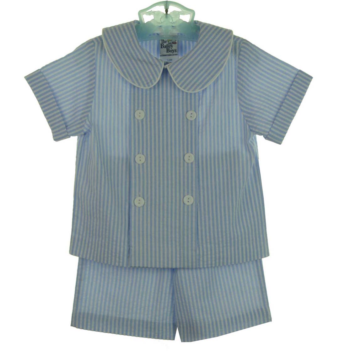 J. Bailey Boys Seaside Pull On Shorts - Blue Stripe Seersucker main image 0