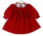 Petit Bebe Boys Red Corduroy Smocked Santa Faces Longall main image 0