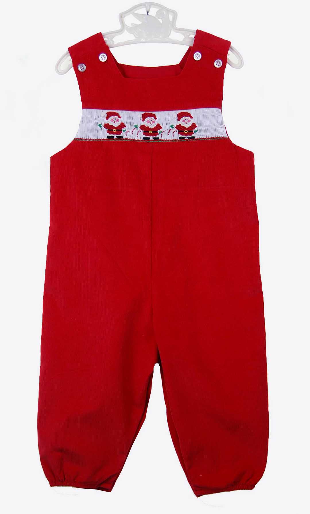 Bailey Boys red smocked longall,brother sister matching Christmas