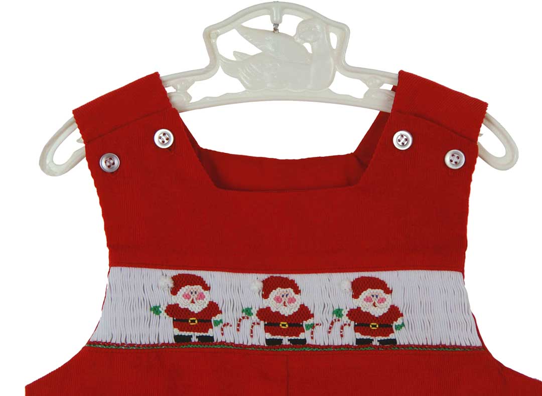 Bailey Boys red smocked longall,brother sister matching Christmas