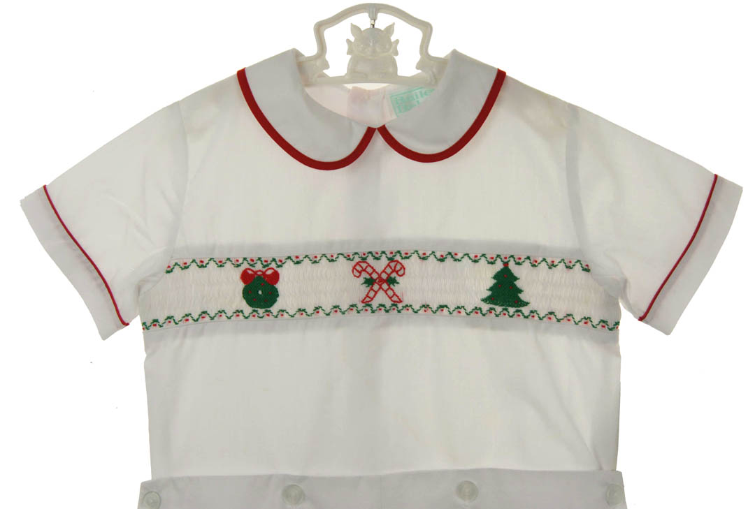 Bailey Boys white Christmas button on shorts set,white button on shorts