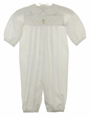 Bailey Boys Pale Blue Geometric Smocked Bishop Dress