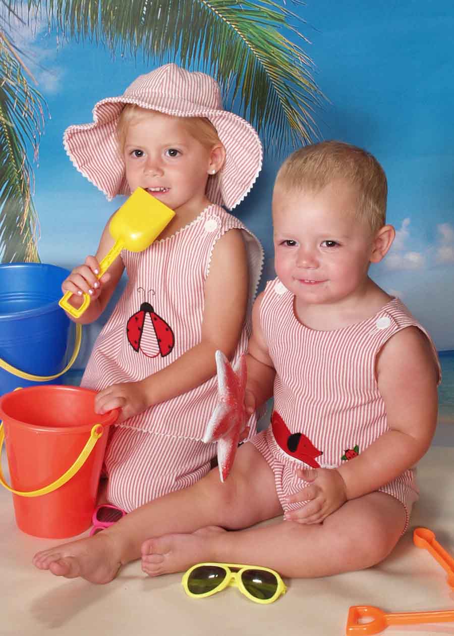 C. I. Castro sunsuit, baby girls sunsuit,red seersucker sunsuit,sunsuit