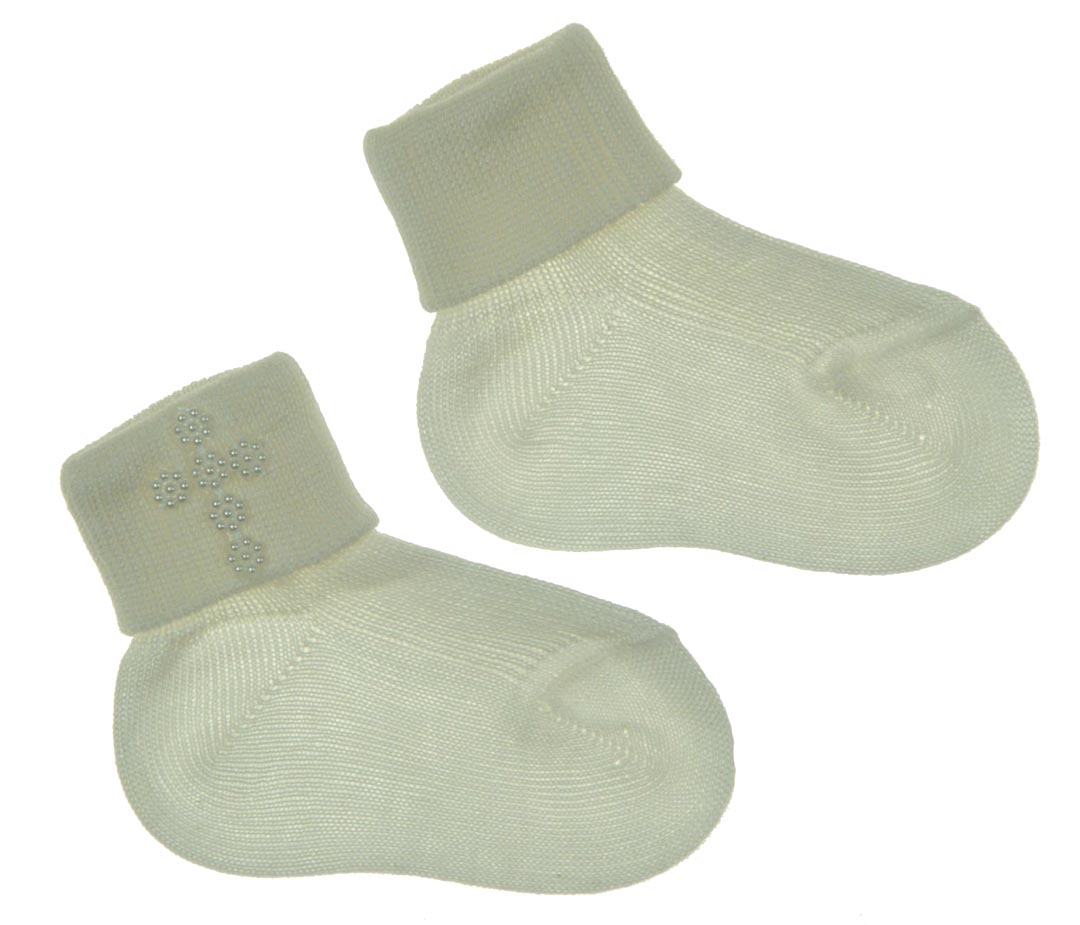 NEW Carlino Ivory Christening Socks with Pearl Cross
