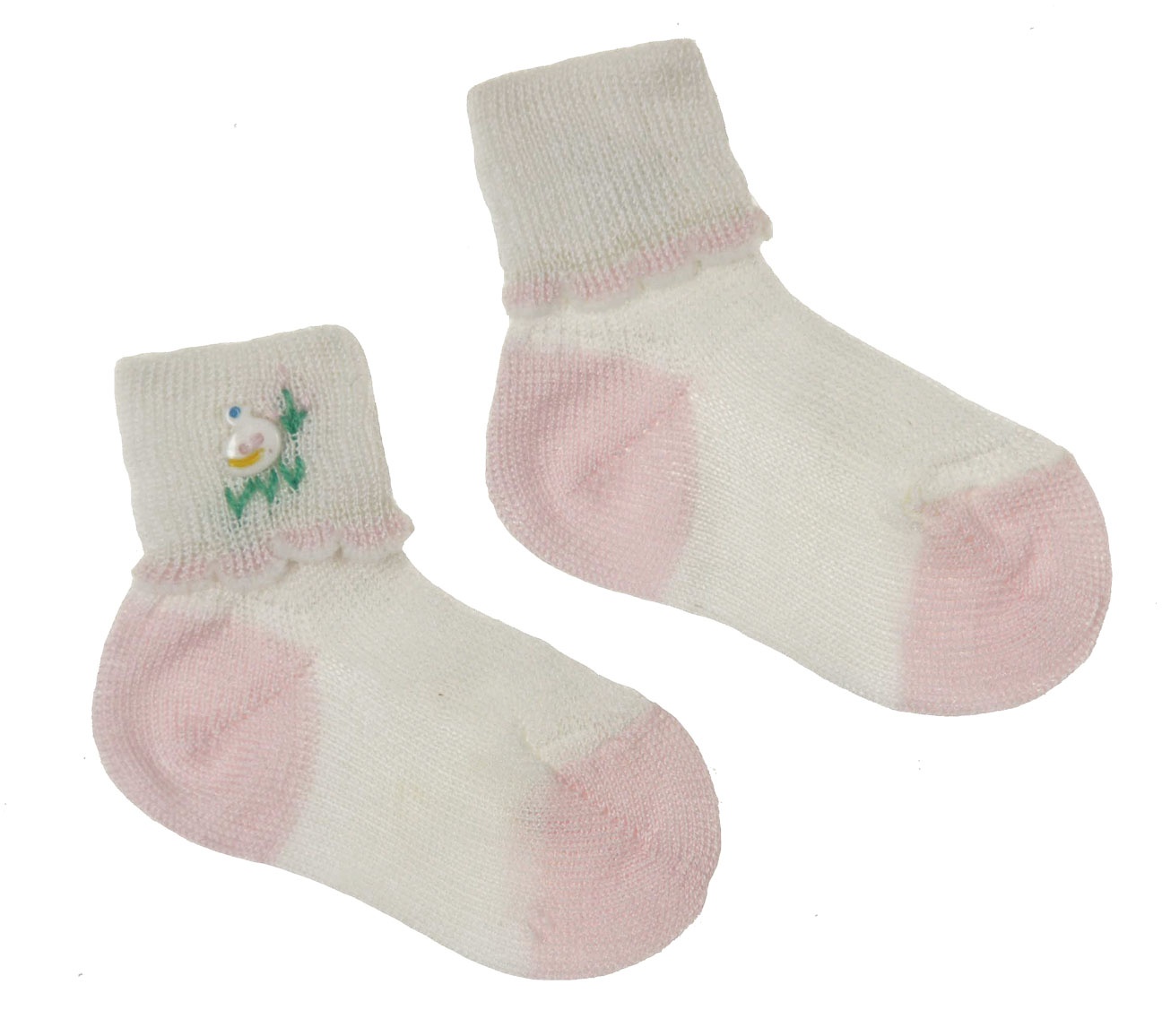 NEW Carlino Pink and White Vintage Style Cotton Socks with Ducks