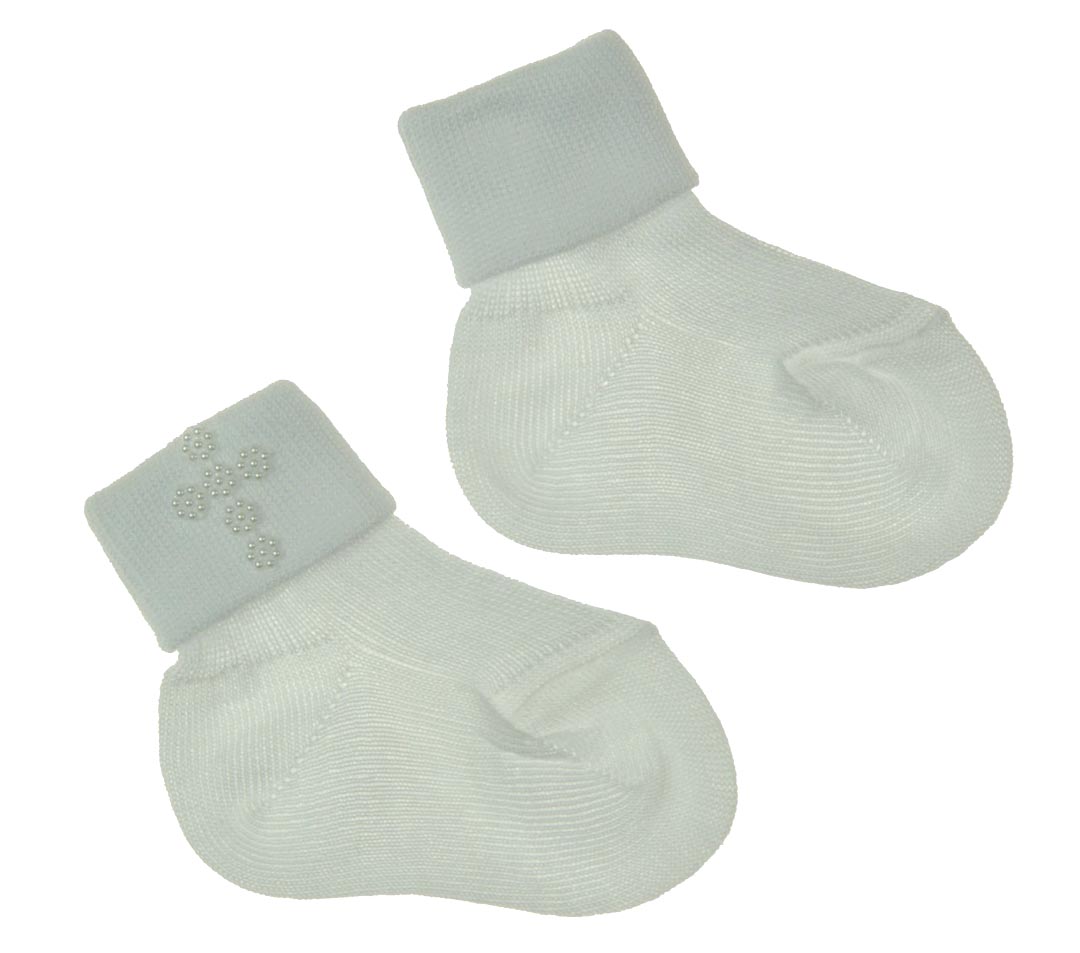 NEW Carlino White Christening Socks with Pearl Cross