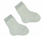 NEW Carlino White Fine Stitched Anklet Christening Socks with Pearl Cross