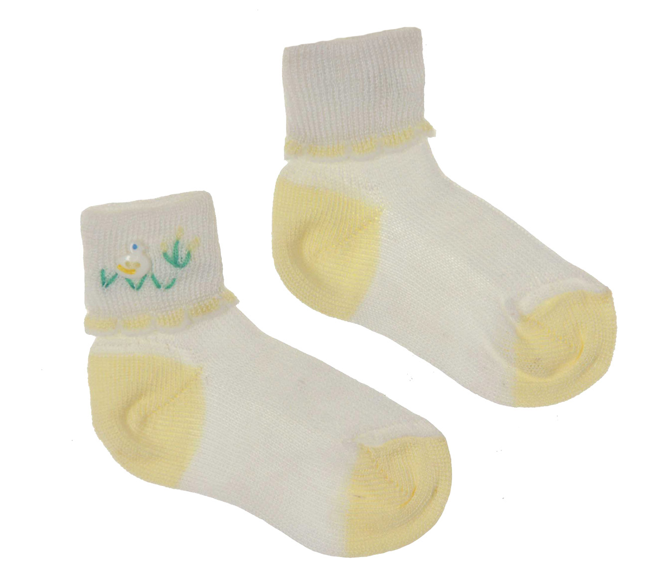 NEW Carlino Yellow and White Vintage Style Cotton Socks with Ducks