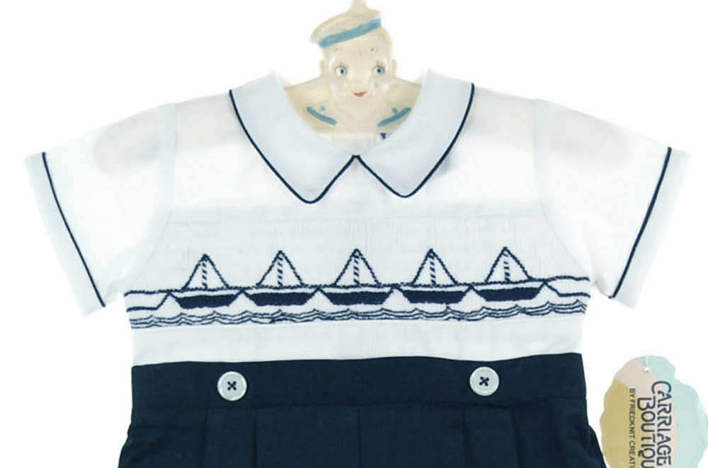 Gold & navy boy smock
