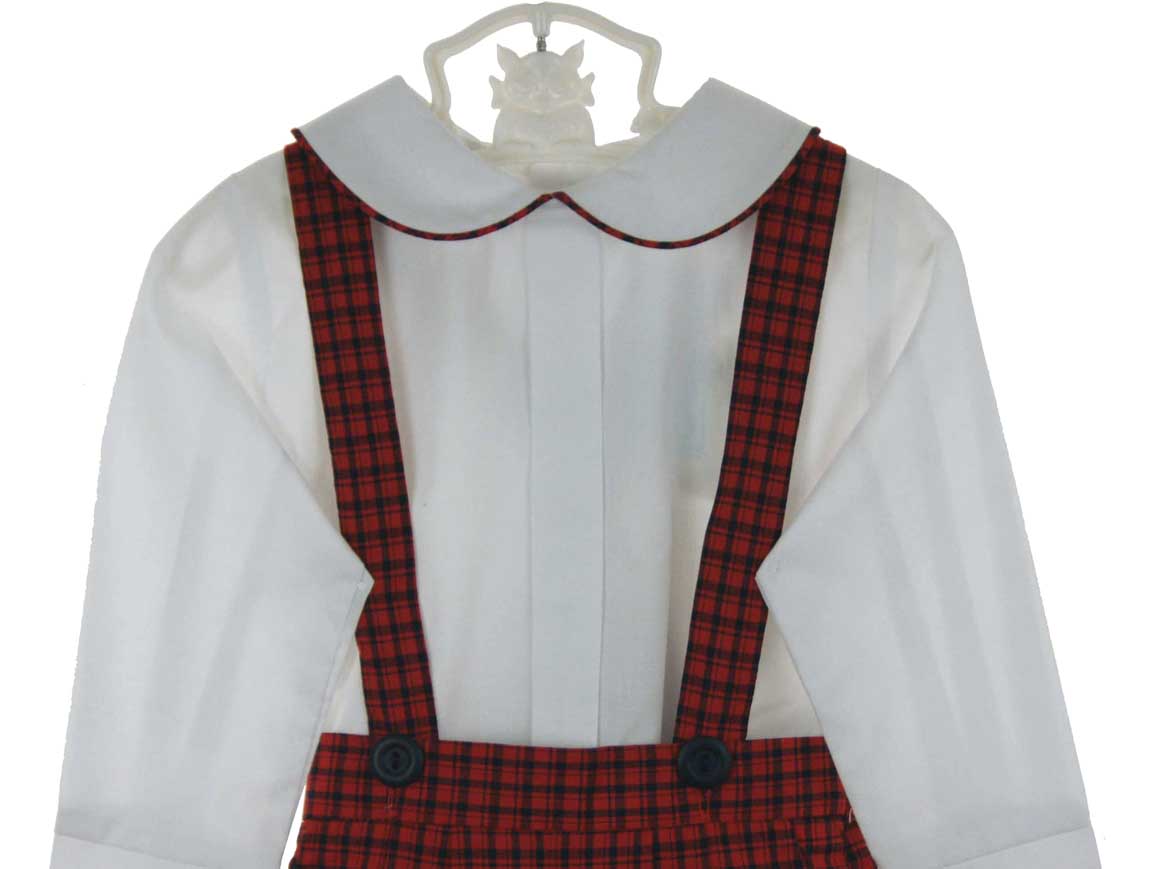 Chabre red plaid shorts set with suspenders,baby boys suspendered red