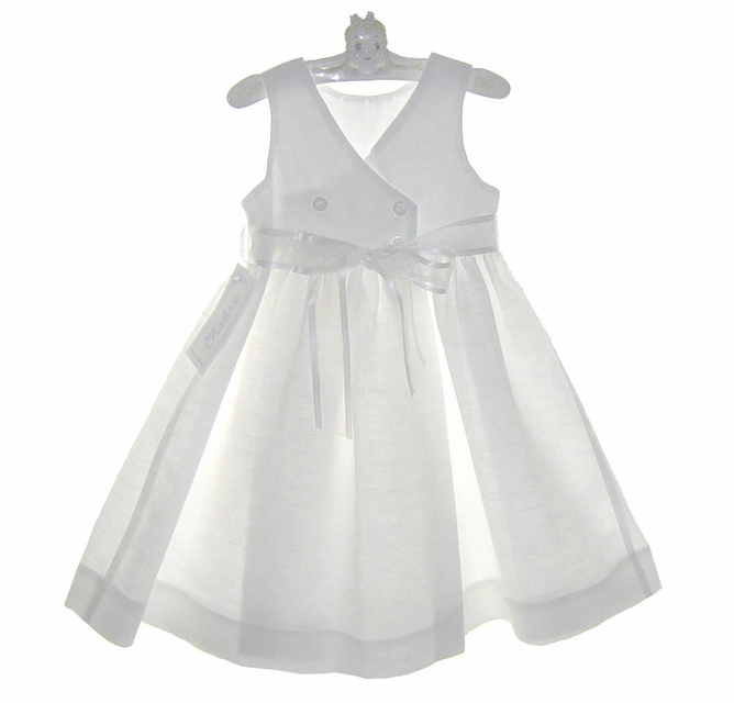 NEW Chabre White Linen Dress with Organza Ribbon Sash NEW Chabre White Linen Dress with Organza Ribbon Sash