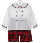 NEW Claire & Charlie by Anavini Red Plaid Shorts Set with White Shirt