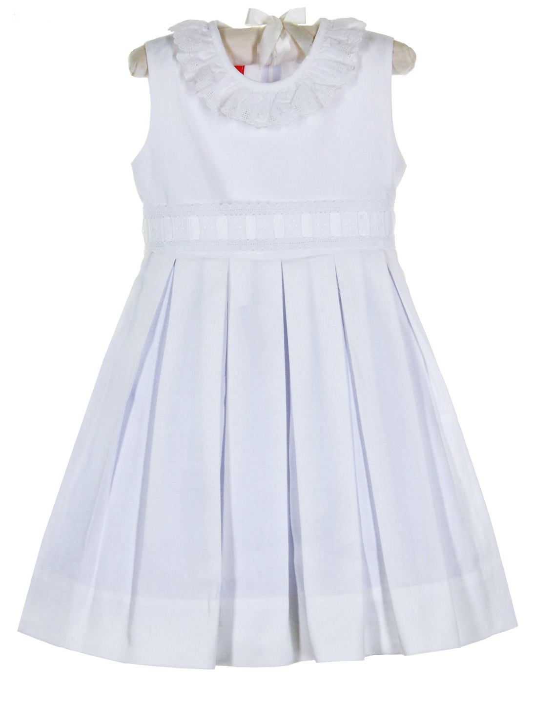 Blue Check Angel Wing Bishop Dress with Swiss Eyelet by Claire & Charlie main image 0