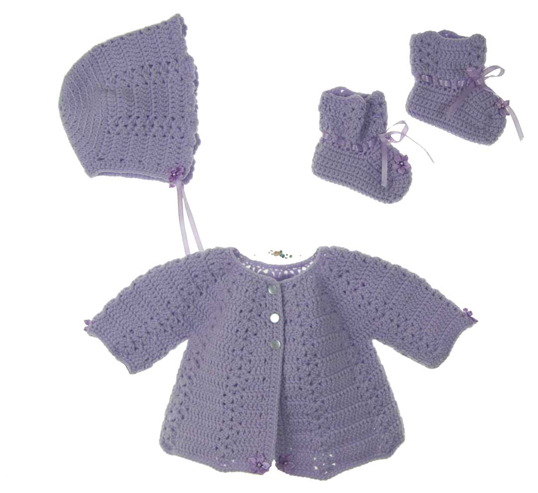 Baby knit sweater with hat and booties set main image 0