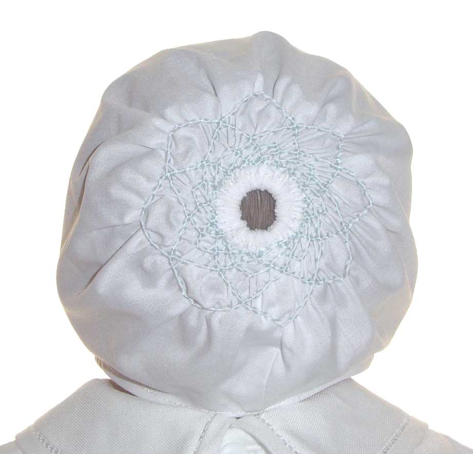 NEW Custom Made Baby Boy's Smocked Hat with Pale Blue Embroidery