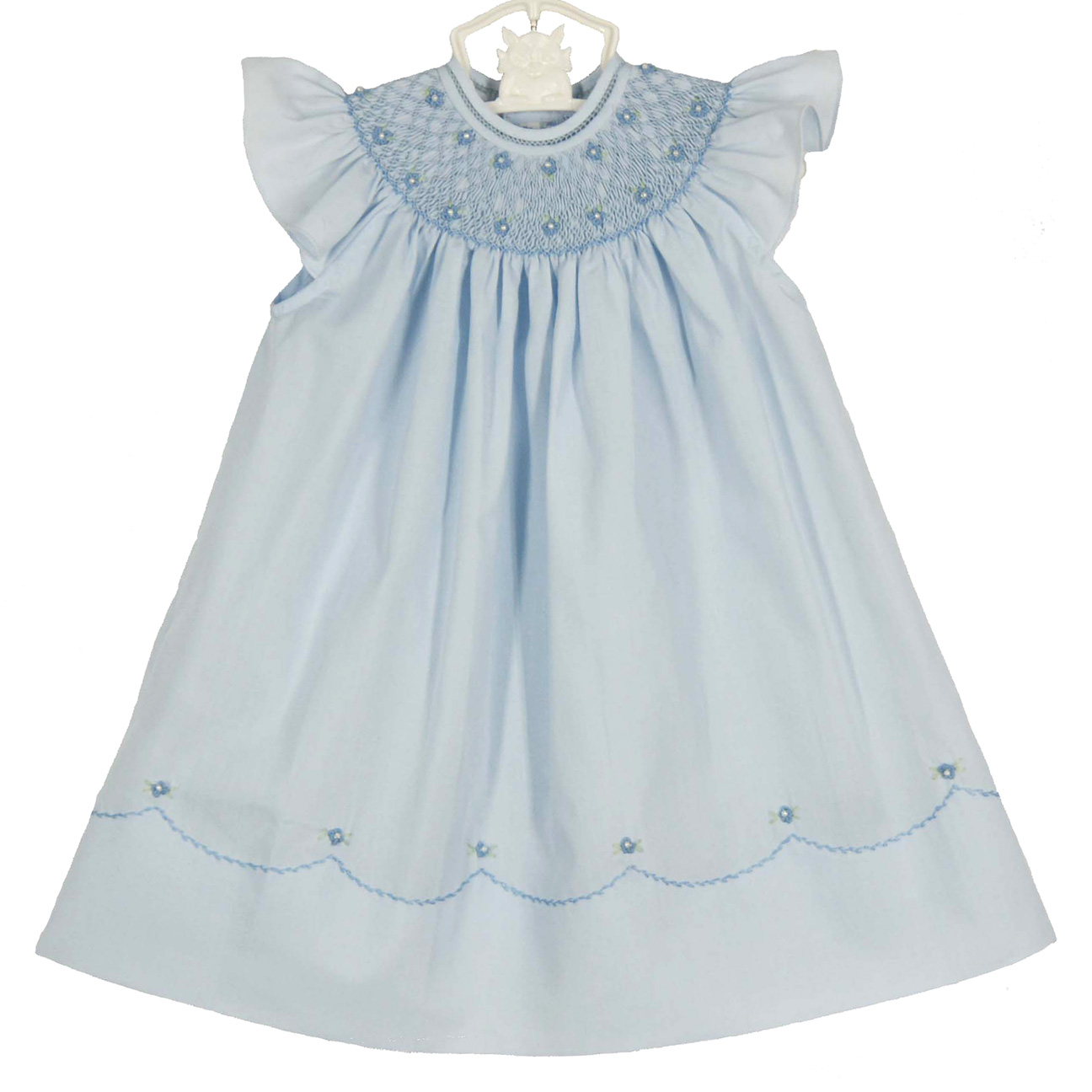 Feltman Brothers Baby Girls Pink Ruffle Sleeve Smocked Bishop Dress