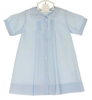 Feltman Brothers Newborn Baby Boys Take Me Home Gown - Blue with Train