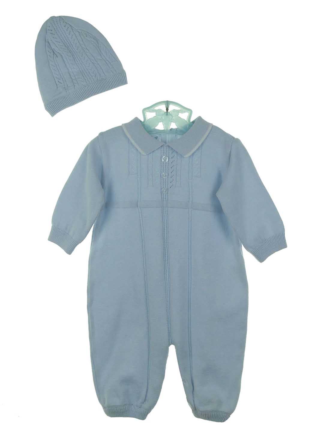 Feltman Brothers knit romper,Feltman baby boy outfit,Feltman baby blue