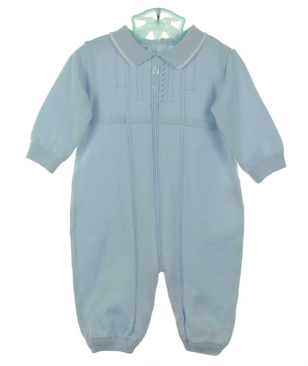 Feltman Brothers knit romper,Feltman baby boy outfit,Feltman baby blue