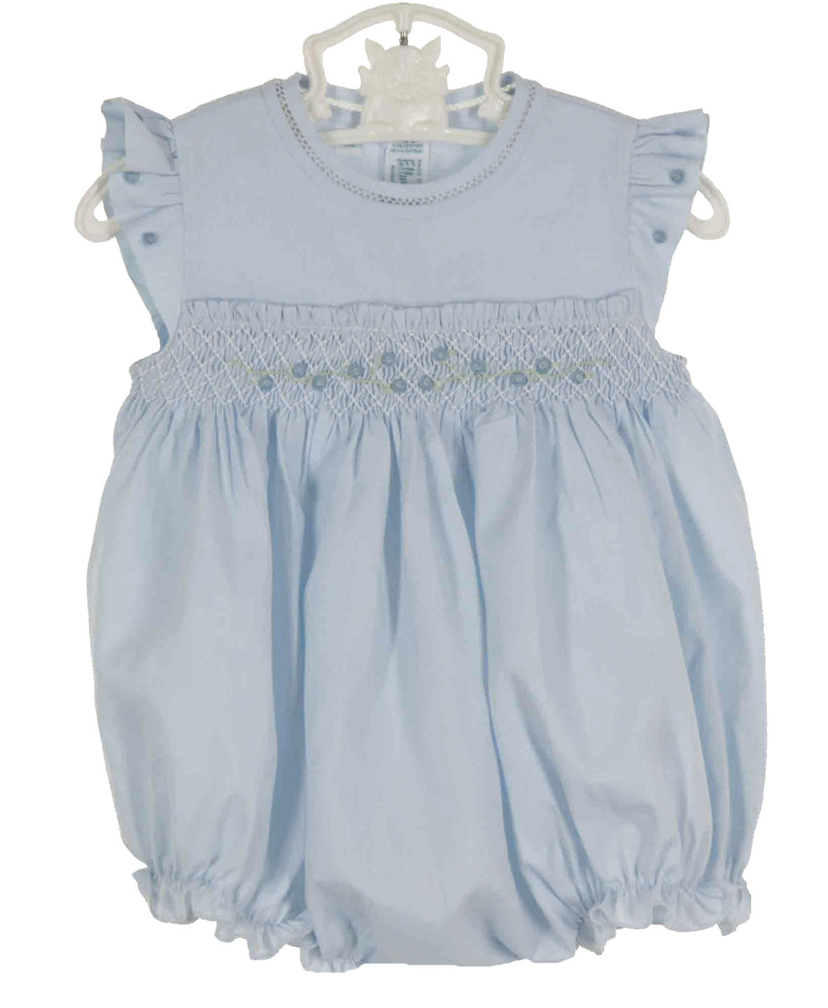 Feltman Brothers 23908 Infant Boys Light Blue Belted Bubble with Fancy Collar main image 1