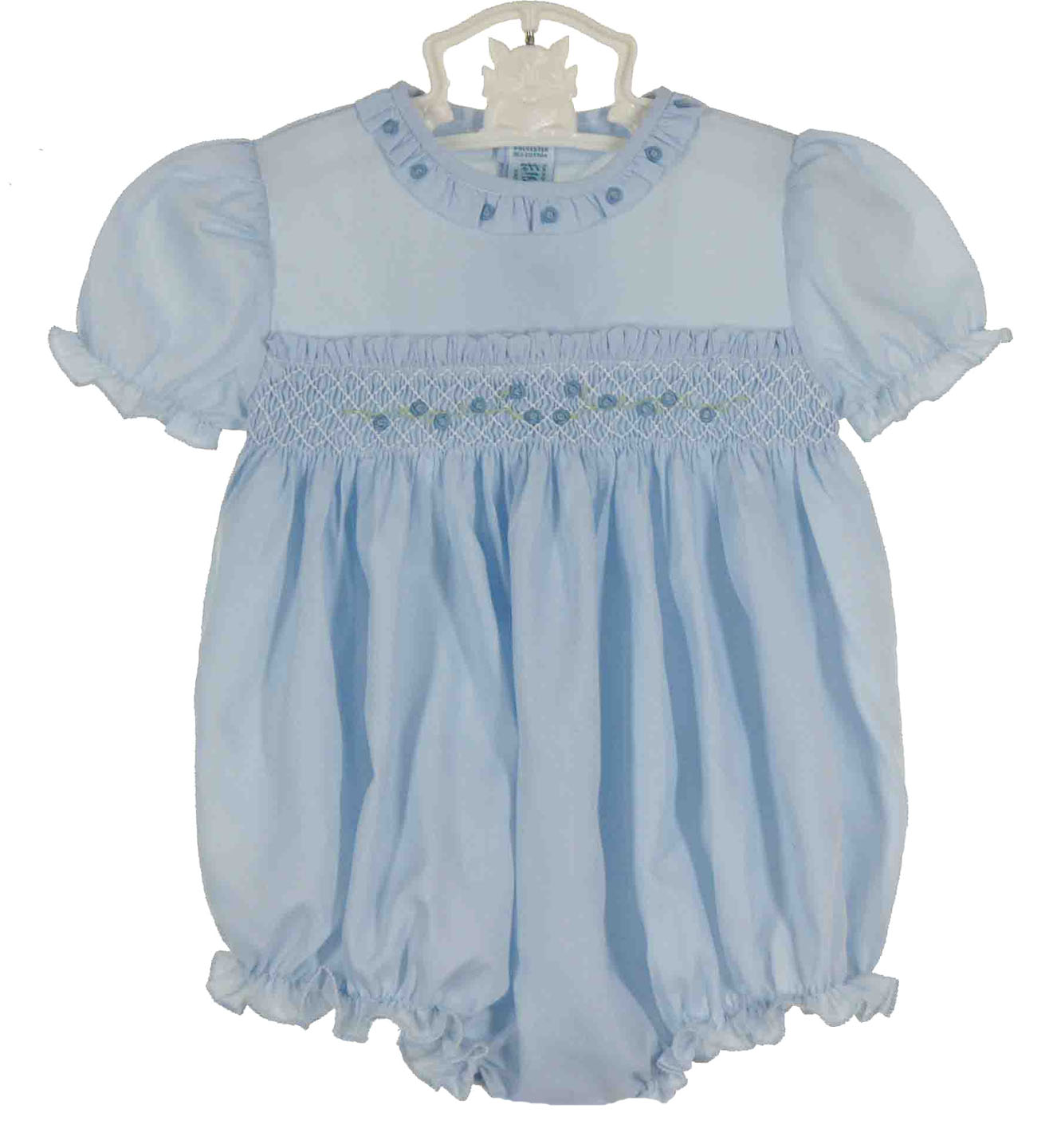Feltman Brothers Infant Baby Girls Ruffled Bubble with Tucks - White main image 0