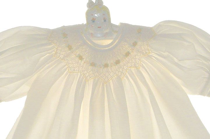Feltman Brothers Baby Girls Sweet Midgie Bishop - White Dress Smocked in Pink main image 1