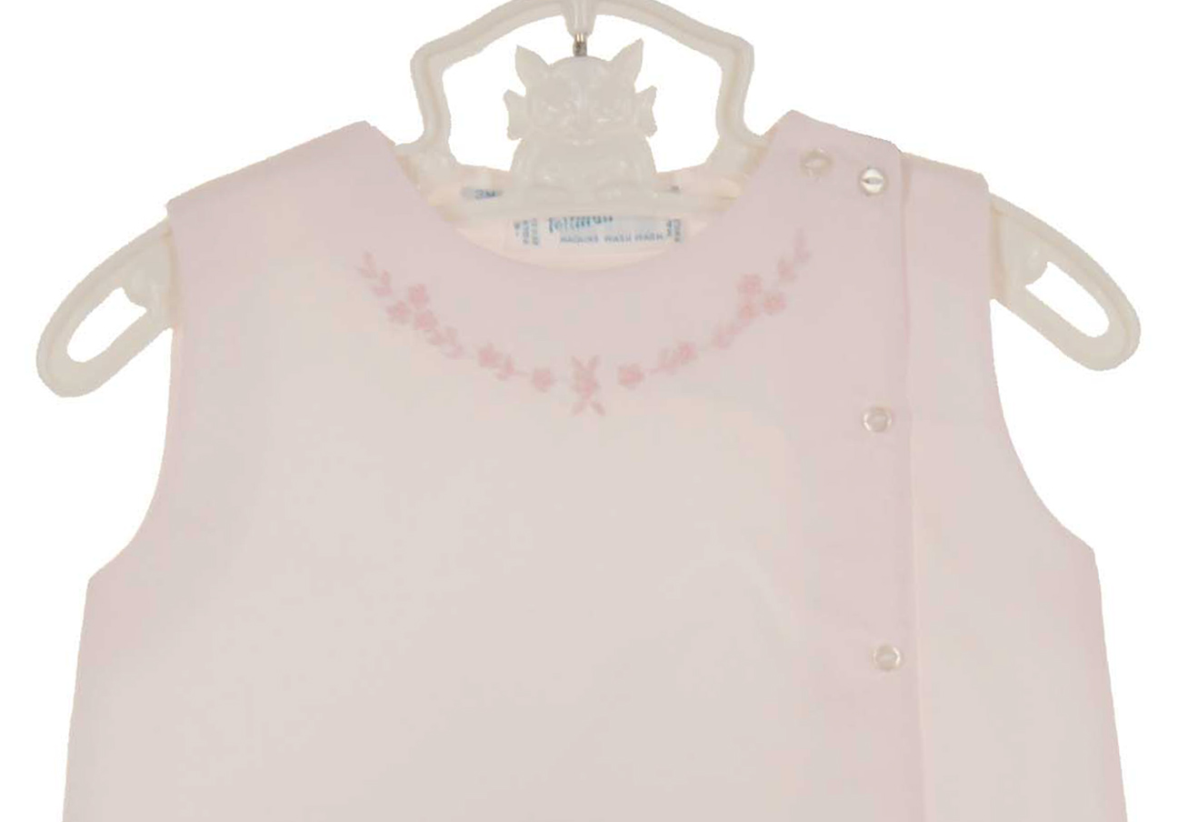 Feltman Brothers pink diaper set with floral embroidery, Feltman