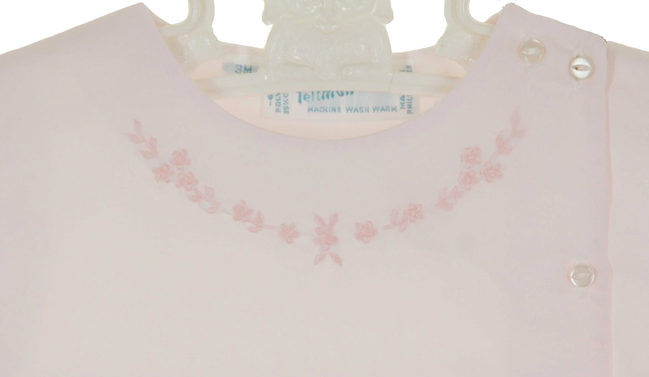 Feltman Brothers pink diaper set with floral embroidery, Feltman