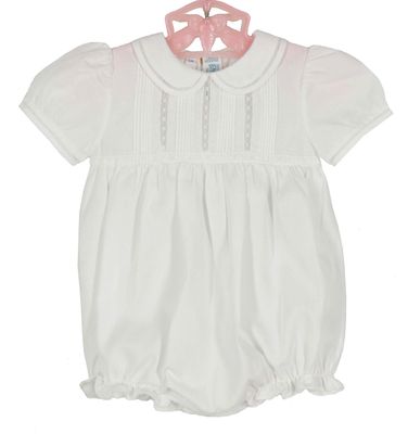 Feltman Brothers Baby Girls Embroidered Bubble - White / Blue