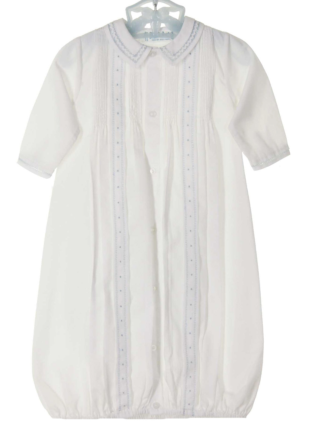 Feltman Brothers Baby Boys White Leaf Embroidery Day Gown